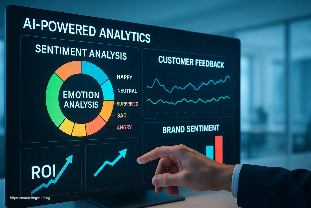 Advanced sentiment analysis dashboard showing real-time customer emotion tracking and brand reputation metrics