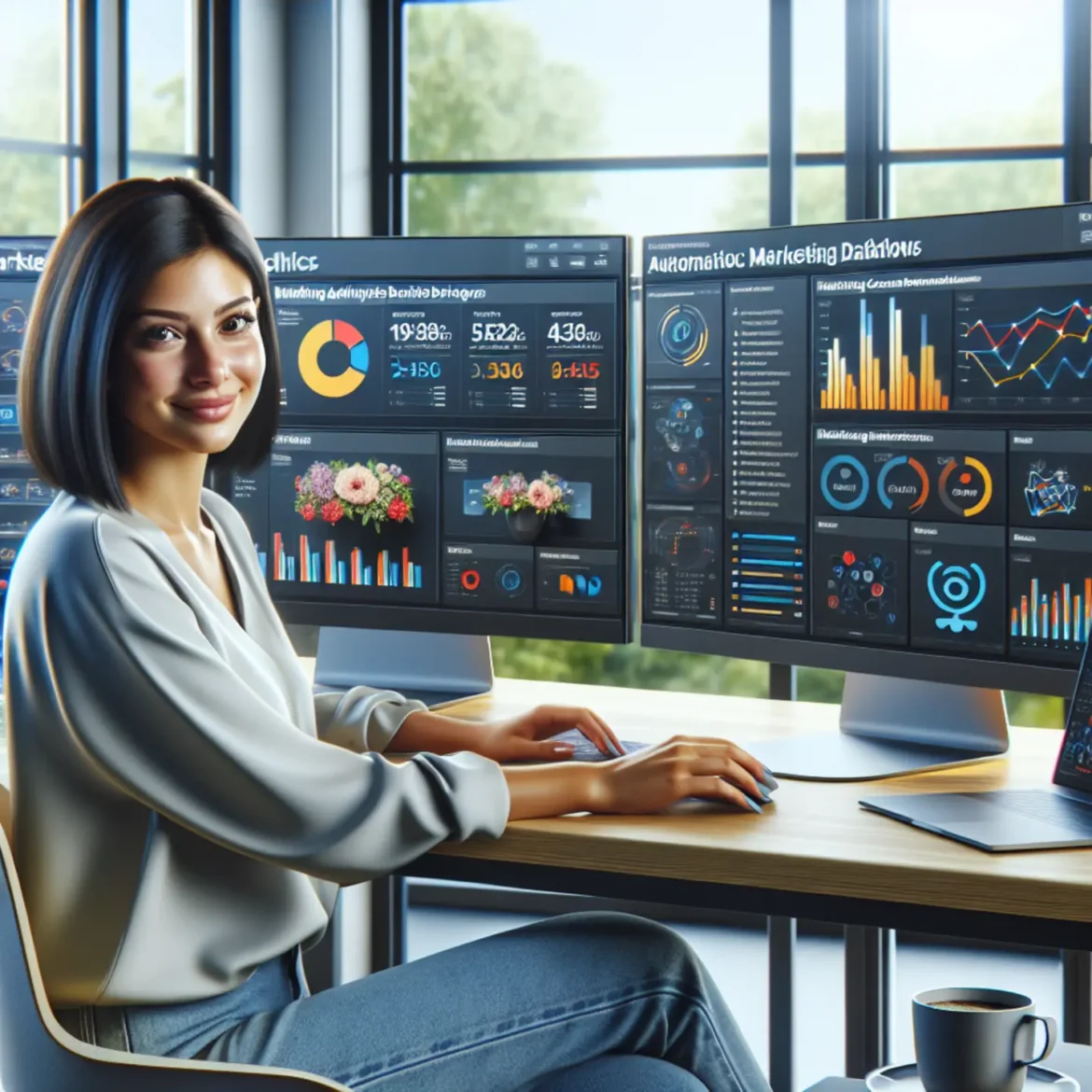 Professional marketer using multiple SaaS tools and automation platforms to enhance marketing efficiency